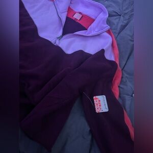 NWT Free People Split Second Half Pullover Zip Fig Jam Combo size S